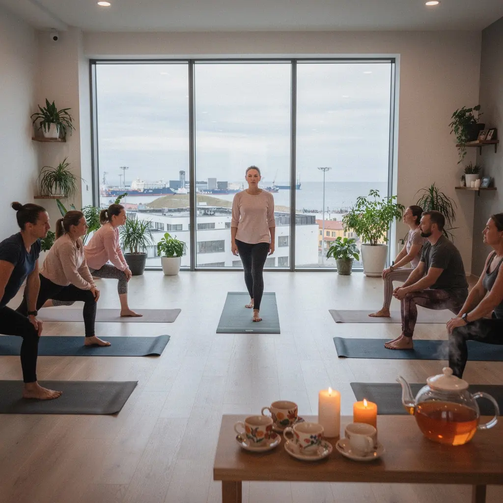 Žaliosios mandarino lapų detalės, atskleidžiančios natūralios arbatos paruošimo procesą.