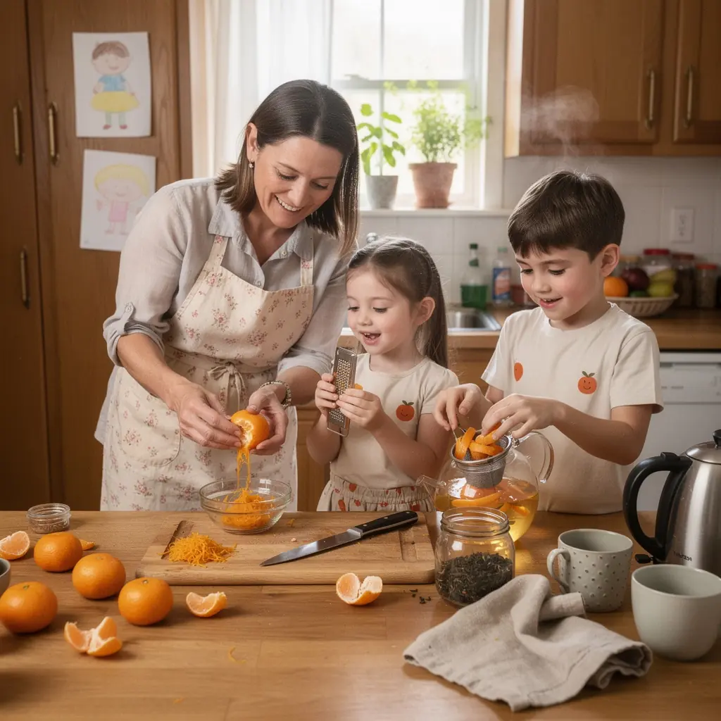 Sveikatingumo produktų asortimentas, akcentuojantis mandarino arbatos naudą organizmui.