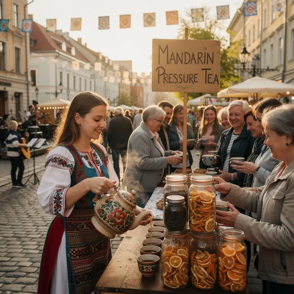 Citrusiniai vaisiai ir arbatos lapai, simbolizuojantys sveikatingumą.